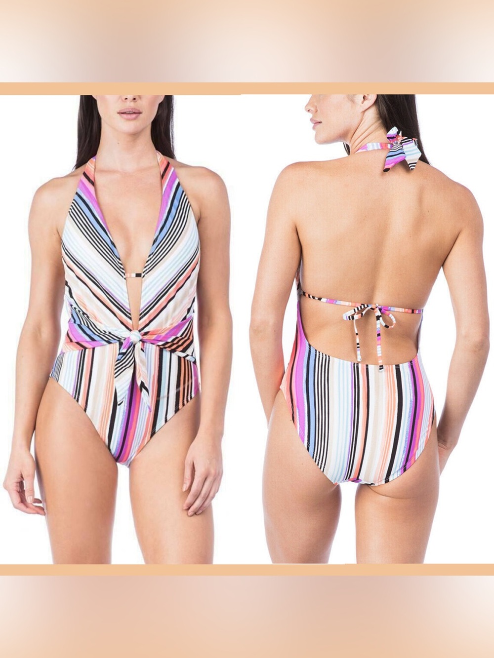 NWT Kenneth Cole Reaction Over Rainbow Tie Front One Piece